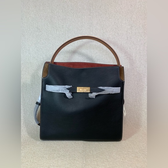 NEW Tory Burch Lee Radziwill Double Black Leather Satchel/Shoulder Bag/Crossbody - Picture 7 of 16